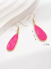 YWGEZHI 1 Pair Bright Pink/Green Teardrop Shaped Party Earrings - Hot Pink - View 3