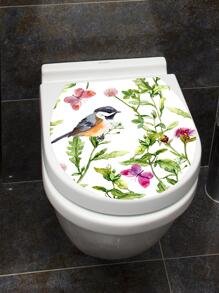 1 Decal nắp bồn cầu họa tiết chim & hoa - Nhiều màu - Xem 3