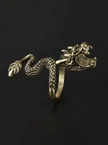 男士1入組時尚鋅合金中國龍造型纏繞式戒指適合女士日常裝飾,適用於首飾類禮品和派對