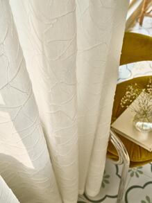 Rèm vải đơn Jacquard hình học, rèm vải polyester hiện đại lọc ánh sáng riêng tư cho phòng khách và phòng ngủ - trắng - Xem 5