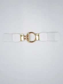 Mujer Cinturón elástico con hebilla OT moda para vida diaria - Blanco - Ver 1