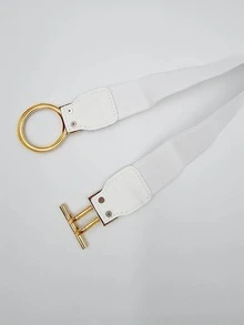 Mujer Cinturón elástico con hebilla OT moda para vida diaria - Blanco - Ver 6