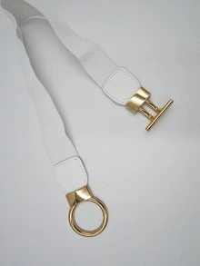 Mujer Cinturón elástico con hebilla OT moda para vida diaria - Blanco - Ver 5