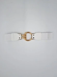 Mujer Cinturón elástico con hebilla OT moda para vida diaria - Blanco - Ver 2