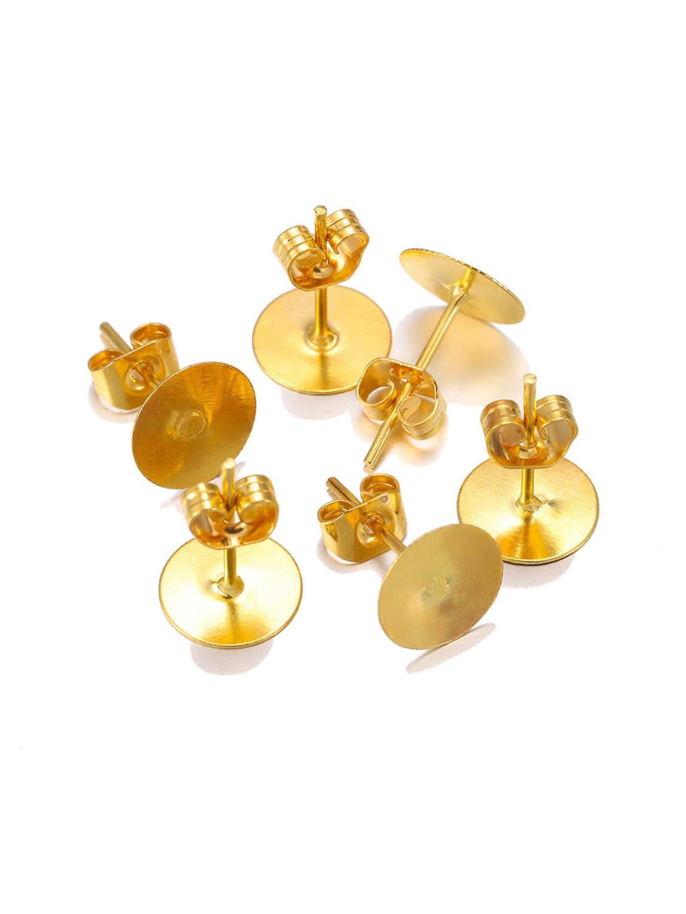 100pcs 4-10mm Plating Gold Metal Blank Post Earring Studs Base Pins With Earring Plug Ear Back For Jewelry Makings Accessory - Gold - View 1