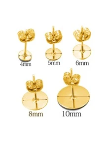 100pcs 4-10mm Plating Gold Metal Blank Post Earring Studs Base Pins With Earring Plug Ear Back For Jewelry Makings Accessory - Gold - View 4