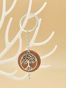 1入組女士圓形和樹形墜飾復古鑰匙圈適用於鑰匙裝飾用品 - 彩色 - 查看 6