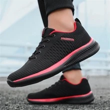 VanWeir 男士轻便舒适跑步鞋，系带透气针织运动鞋，适合室内和室外运动 - 紅色 - 查看 7