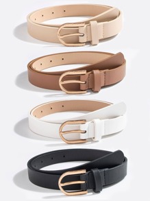 1pc Women's Basic Business & Commuting All-Match Belt, Black - Black - View 1