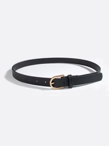 1pc Women's Basic Business & Commuting All-Match Belt, Black - Black - View 3