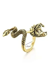 男士1入組時尚鋅合金中國龍造型纏繞式戒指適合女士日常裝飾,適用於首飾類禮品和派對