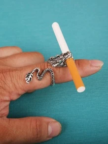 男士時尚鋅合金中國龍圖案袖扣，適合女士日常配戴，珠寶禮物或派對飾品 - 銀色 - 查看 1