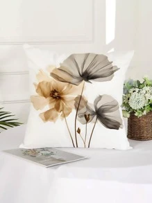 1pc Plant Print Cushion Cover Without Filler, Modern Fabric Decorative Throw Pillow Case For Home - Multicolor - View 4