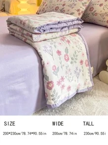 1pc Floral Pattern Bedspread, Modern Fabric Quilt For Bedroom - Multicolor - View 2