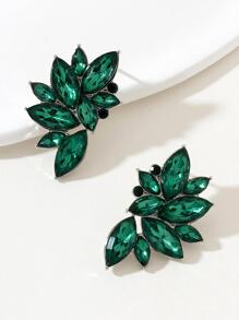 1pair Women's European And American Colorful Rhinestone Inlaid Personalized Japanese And Korean Style Stud Earrings - Green - View 4