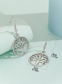 Tree Of Life Drop Earrings - Antique Silver - View 4