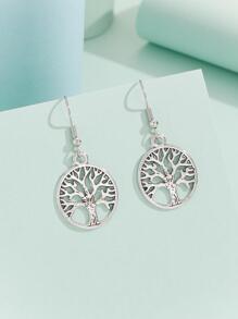 Tree Of Life Drop Earrings - Antique Silver - View 2