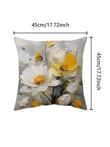 1入組無填充物花卉印花靠墊套，現代織物裝飾抱枕套 - 彩色 - 查看 2