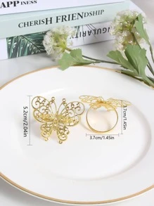 金屬蝴蝶造型餐巾環,感恩節、聖誕節、婚禮節日晚宴桌面裝飾 - 金色 - 查看 3