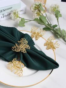 金屬蝴蝶造型餐巾環,感恩節、聖誕節、婚禮節日晚宴桌面裝飾 - 金色 - 查看 6