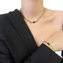 4pcs Rhinestone Decor Necklace Earrings Bracelets Jewelry Set