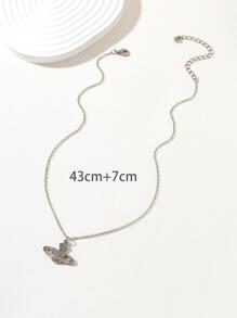 1 chiếc vòng cổ nhiều mặt thời trang dành cho nữ, có đính đá Rhinestone cổ điển, ngôi sao, trái tim, ngọc trai, mặt dây chuyền hình bầu dục, thích hợp cho tiệc tùng, đeo hàng ngày và làm quà tặng - Bạc - Xem 2