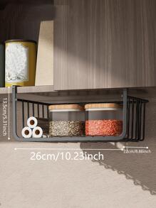 1pc Hanging Basket With Hooks, Kitchen Shelves, Suspended Layered Storage Rack, Pull Out Seasoning Basket, No Need To Install, Sliding Hanging Cabinet Shelf, Storage Rack, Home Kitchen Supplies - Black - View 5