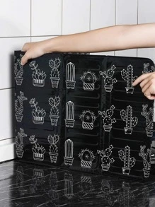 1pc Pot Print Oil-proof Aluminum Foil Wall Sticker - Black - View 3