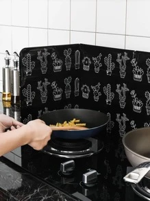 1pc Pot Print Oil-proof Aluminum Foil Wall Sticker - Black - View 2