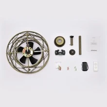 20'' Caged Ceiling Fan with Light, Enclosed Modern Revrersible Bladeless Ceiling Fan, Vintage Enclosed Ceiling Fan Lighting Fixture for Bedroom Dining Room - Brons - Visa 7