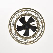 20'' Caged Ceiling Fan with Light, Enclosed Modern Revrersible Bladeless Ceiling Fan, Vintage Enclosed Ceiling Fan Lighting Fixture for Bedroom Dining Room - Brons - Visa 9