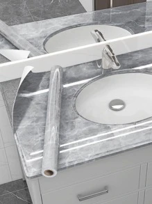 1 pieza Papel tapiz con estampado de mármol, pegatinas para renovar paneles de pared, papel tapiz, papeles tapiz, artículos de decoración de primavera para refrescar tu hogar, pegatinas decorativas Rama - Gris Claro - Ver 2