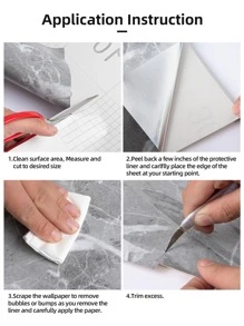 1 pieza Papel tapiz con estampado de mármol, pegatinas para renovar paneles de pared, papel tapiz, papeles tapiz, artículos de decoración de primavera para refrescar tu hogar, pegatinas decorativas Rama - Gris Claro - Ver 9