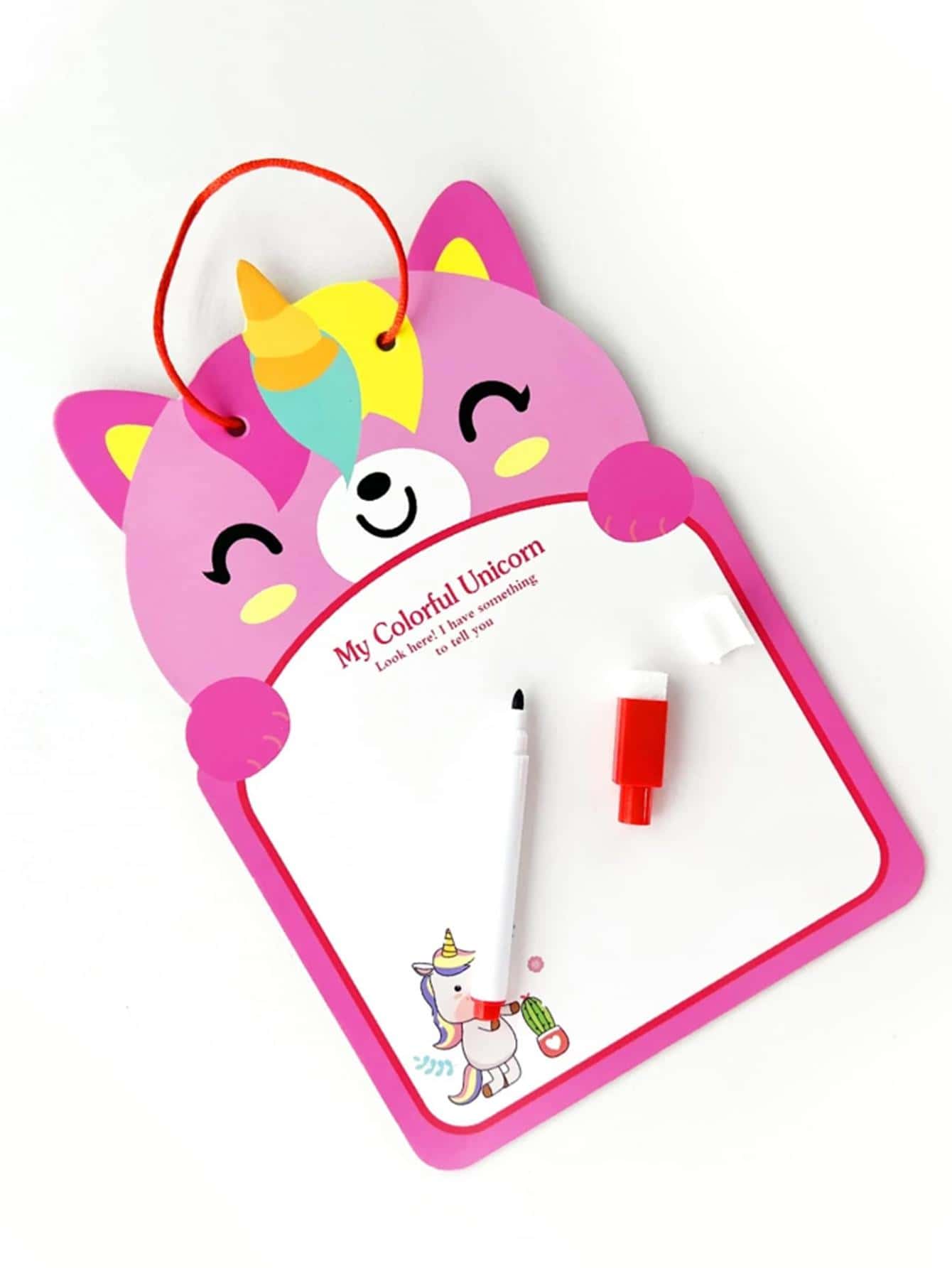 1pc Unicorn Shaped Drawing Board & 1pc Pen, Writable Double Sided White Board For Early Education,Whiteboard - Coral Pink - View 1