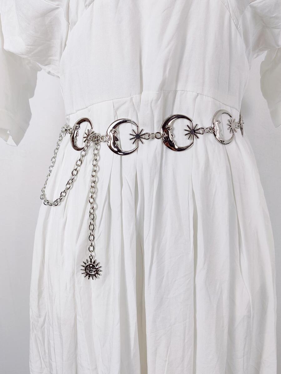 Dây chuyền trang trí mặt trăng - Bạc - Xem 1