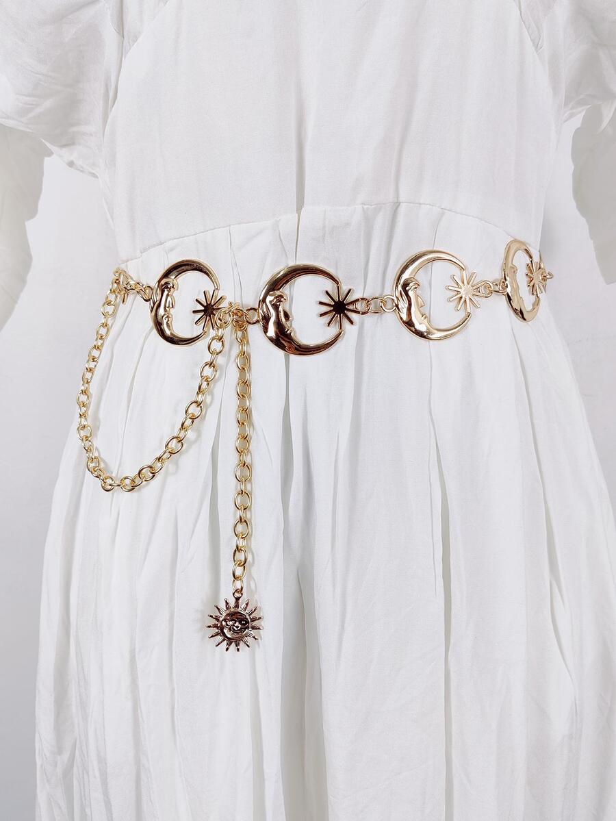 Dây chuyền trang trí mặt trăng và mặt trời - Vàng - Xem 1