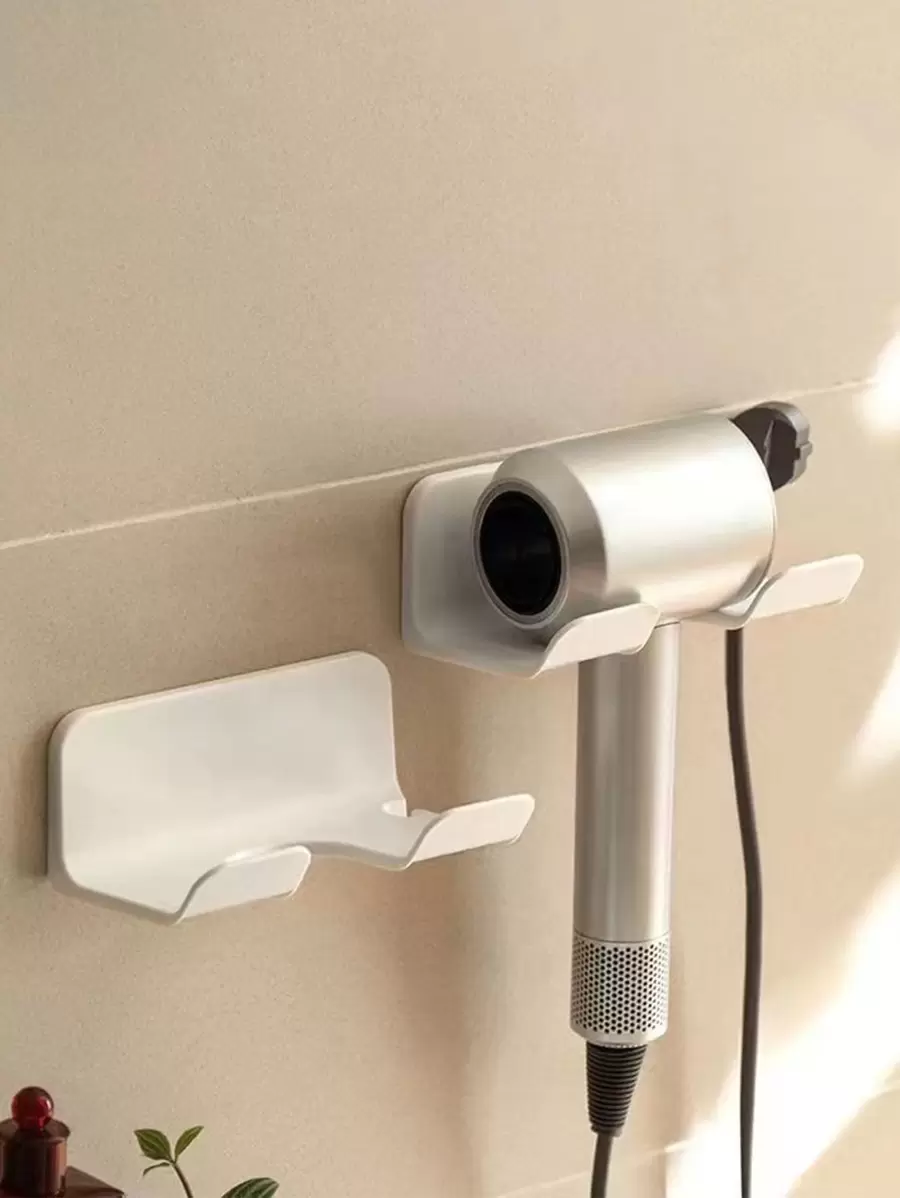 豪华浴室吹风机支架收纳架，简易壁挂式吹风机收纳架 - 白色 - 查看 1