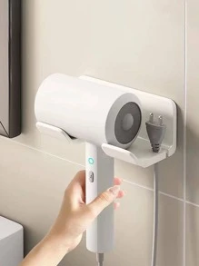 豪华浴室吹风机支架收纳架，简易壁挂式吹风机收纳架 - 白色 - 查看 3