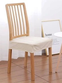1pc Solid Color Stretchy Waterproof Chair Slipcover, Beige Polyester Dust Proof Chair Cover For Household - Beige - View 6