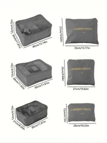 6pcs Letter Graphic Travel Storage Bag, Grey Polyester Large Storage Bag For Household - Grey - View 10
