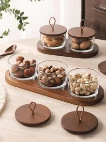 1set Snack Storage Box With Tray - Brown - View 4