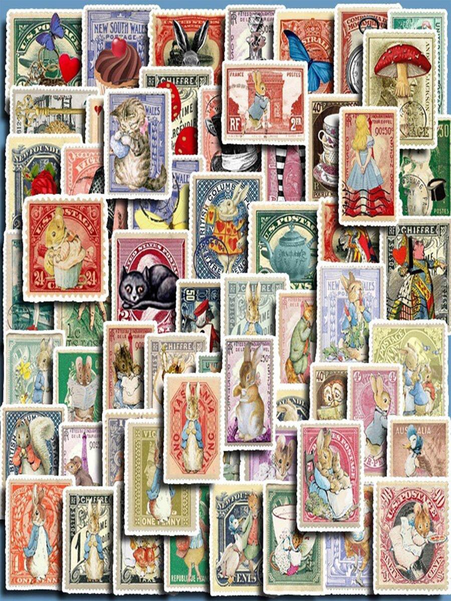 62 chiếc Hoạt Hình Mô Hình Động Vật Nhãn Dán Các Loại, Nhãn Dán Trang Trí Đa Năng Sáng Tạo Cho Thủ Công DIY, Trang Trí Tài Khoản Cầm Tay - Nhiều màu - Xem 1