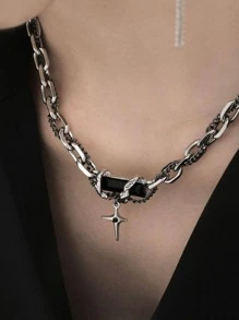 Chunky Thorns Mixed Necklace/Bracelet, Męski Prezent Świąteczny (Akcesoria Europejskie i Amerykańskie Luksusowe Niszowe Hiphopowe Akcesoria Osobowość Minimalistyczny Styl Biżuteria)