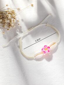 1 件花卉和贝壳串珠波西米亚风格手链项链，适合女士，非常适合海滩度假 - 彩色 - 查看 3