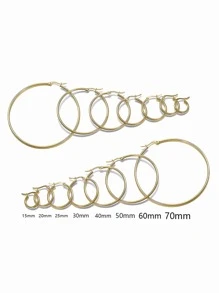10pcs Gold/Silver Stainless Steel Open Earrings Circle 15 20 25 40mm Earring Hooks Base Ear Ring For Jewelry Making Components DIY - Gold - View 6