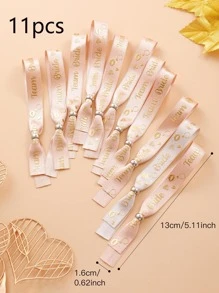 11入組新娘小隊派對手環，其中包括可調節的新娘閃粉手環 - 香檳色 - 查看 5