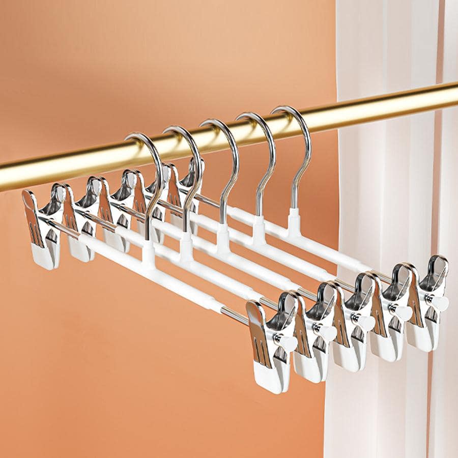 10pcs/Pack Non-Slip Pants Hangers With Clips For Skirts, Jk Uniforms, Clothes Drying And Storage, Space Saving Closet Organizer