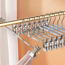 10pcs/Pack Non-Slip Pants Hangers With Clips For Skirts, Jk Uniforms, Clothes Drying And Storage, Space Saving Closet Organizer