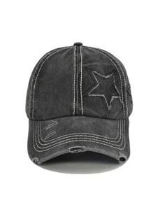 1 Mũ Bóng Chày Thông Thường Thêu Ngôi Sao Cho Nữ, Dành Cho Hoạt Động Ngoài Trời - màu đen - Xem 1