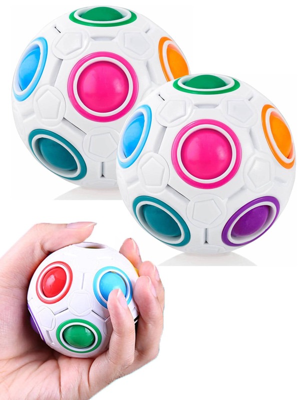 2/4PCS Magic Rainbow Puzzle Ball, Speed Cube Ball Fun Stress Reliever